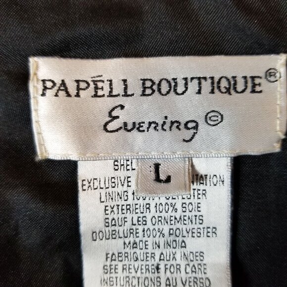 PAPELL BOUTIQUE Evening Windowpane Silk Beaded Accents Jacket Black Large ~ 4451 - Picture 5 of 7
